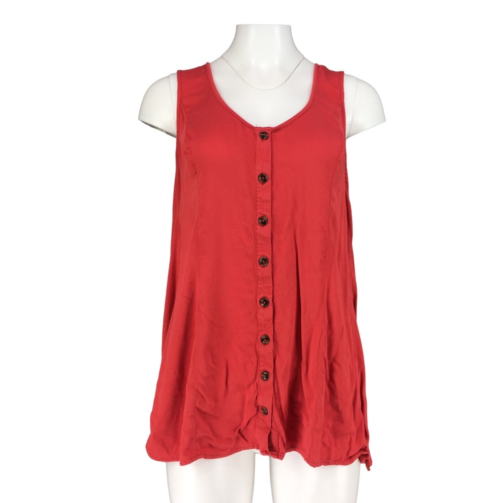 Torrid Shirt Fit And Flare Stretch Challis Button-Front Tank  Red Torrid Size 3